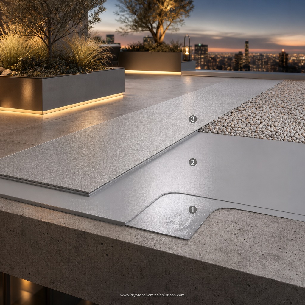 Roof waterproofing system layers