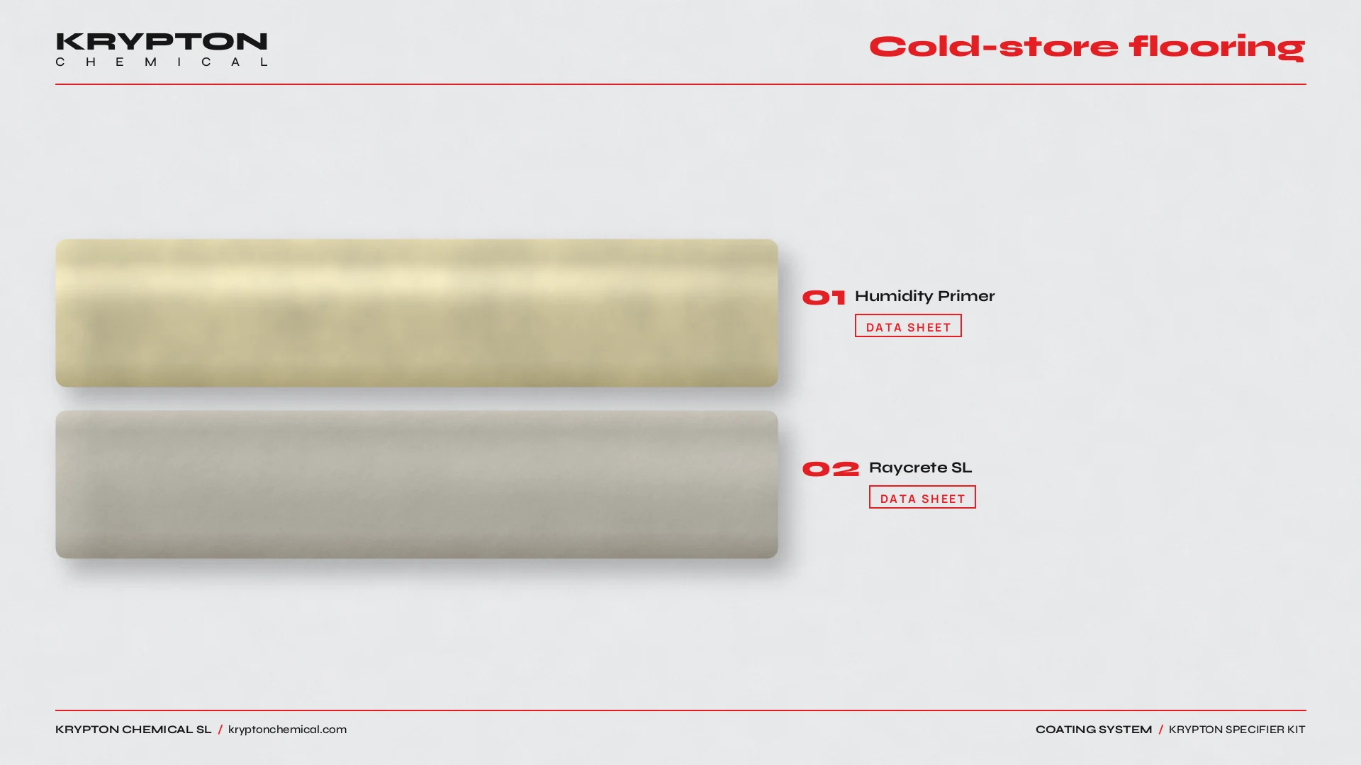 Krypton specifier kit, Cold-store flooring: Humidity Primer, Raycrete SL