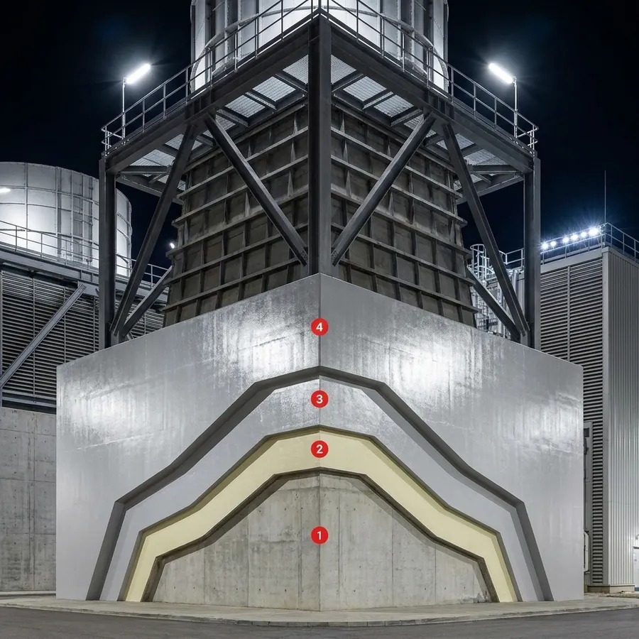 Energy sector coating layers: Concrete substrate, Krypton ProLine PU ZN Primer, Krypton ProLine AC MIO, Krypton ProLine PU 1000TC
