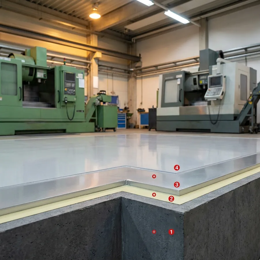 Rayston Floor EP 10 coating layers: Concrete floor slab, Primer Epoxy 100, EP Nivel, EP Coat 100