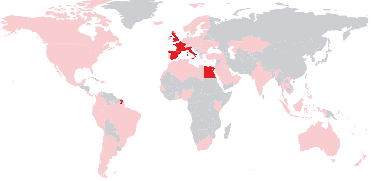 World map of the Krypton Chemical distributor network: manufacturing in Tarragona Spain, subsidiaries in France, Italy, United Kingdom and Egypt, and export coverage across more than 70 countries in Europe, the Middle East, North Africa, Latin America, Asia-Pacific and Sub-Saharan Africa.