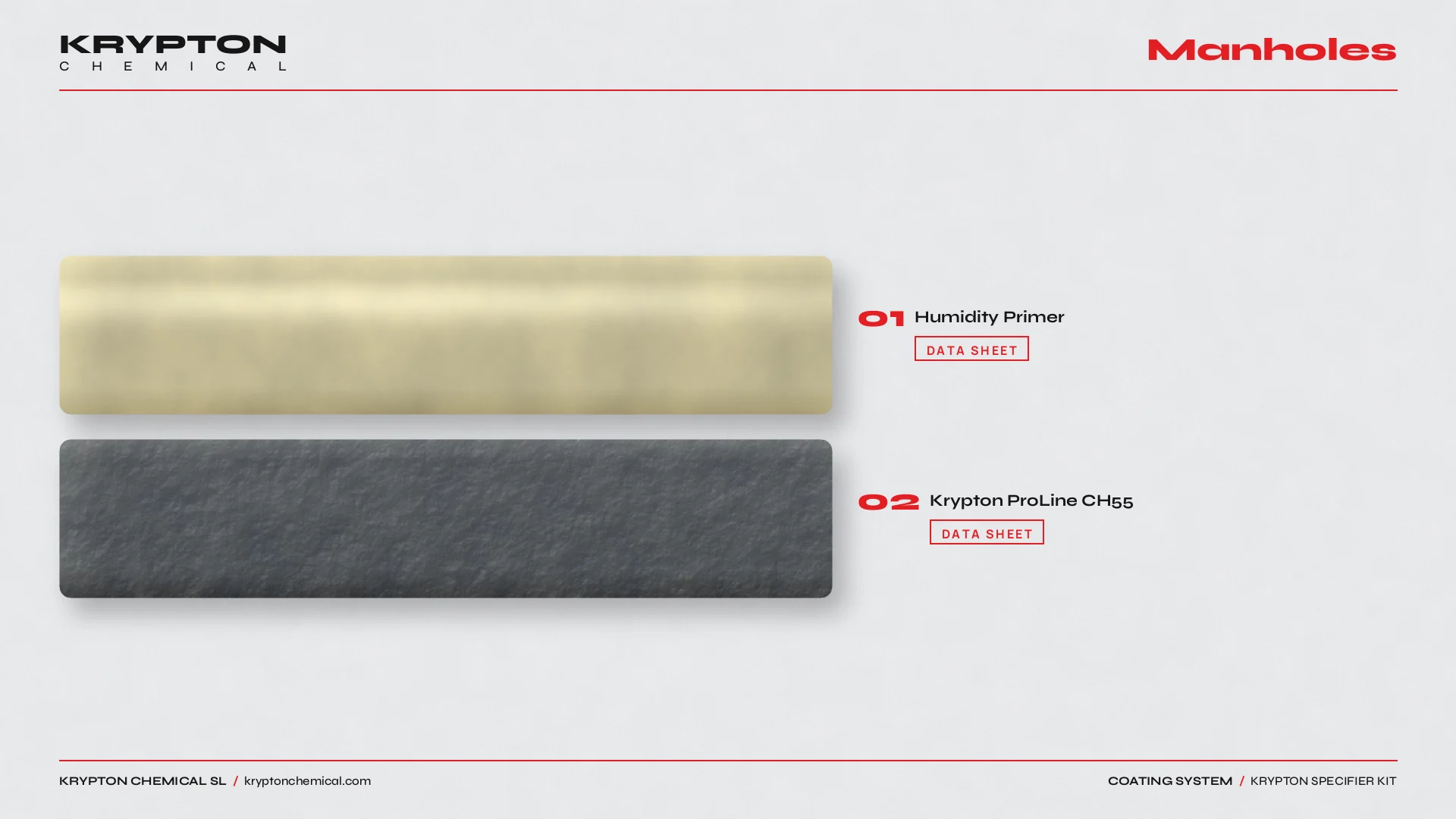 Krypton specifier kit, Manholes: Humidity Primer, Krypton ProLine CH55