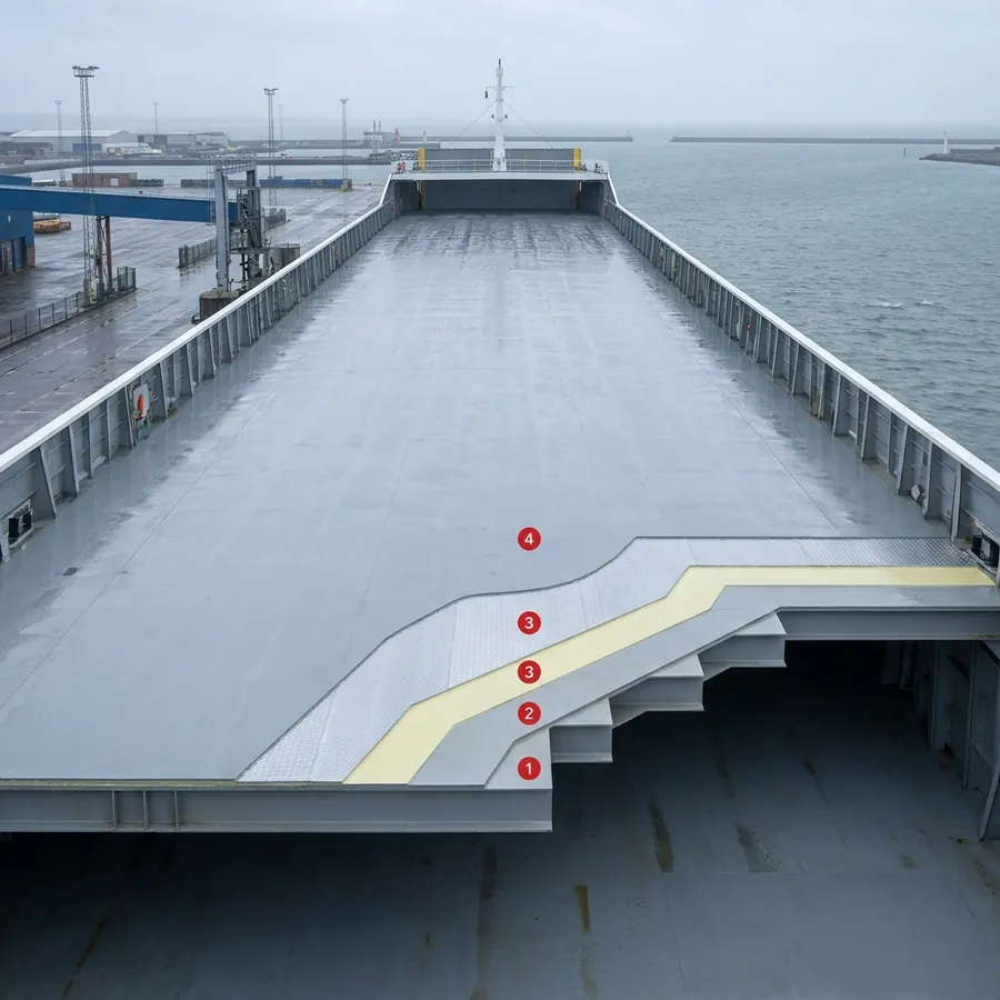 Marine, vessels, ports and docks coating layers: Steel substrate, Krypton ProLine PU ZN Primer, Krypton ProLine AB85H, Krypton ProLine PU 1000TC
