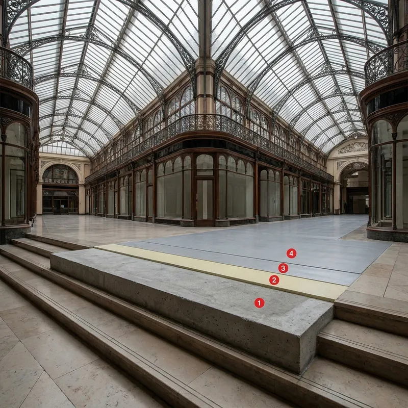 Museum and gallery floors coating layers: Concrete floor slab, Porosity Sealer, Pavifloor, Colodur Eco