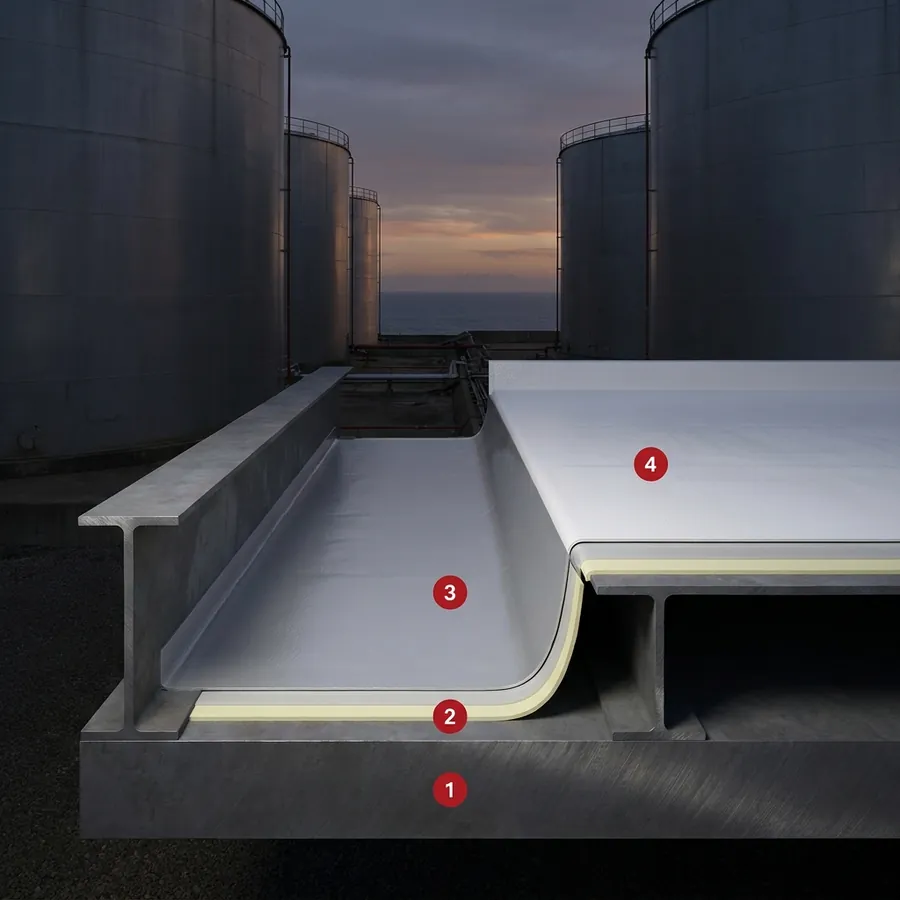 Oil and gas / petrochemical coating layers: Steel substrate, Krypton ProLine PU ZN Primer, Krypton ProLine CH55, Krypton ProLine PU 1000 TC