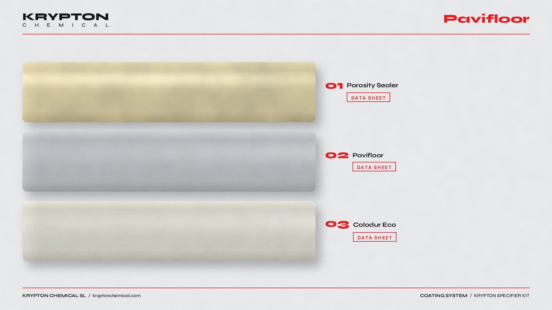 Krypton specifier kit, Pavifloor: Porosity Sealer, Pavifloor, Colodur Eco