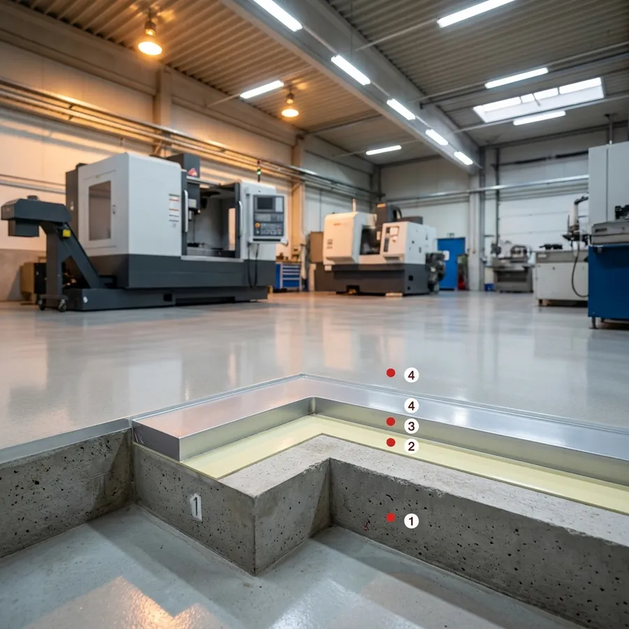 Pavifloor coating layers: Concrete floor slab, Porosity Sealer, Pavifloor, Colodur Eco