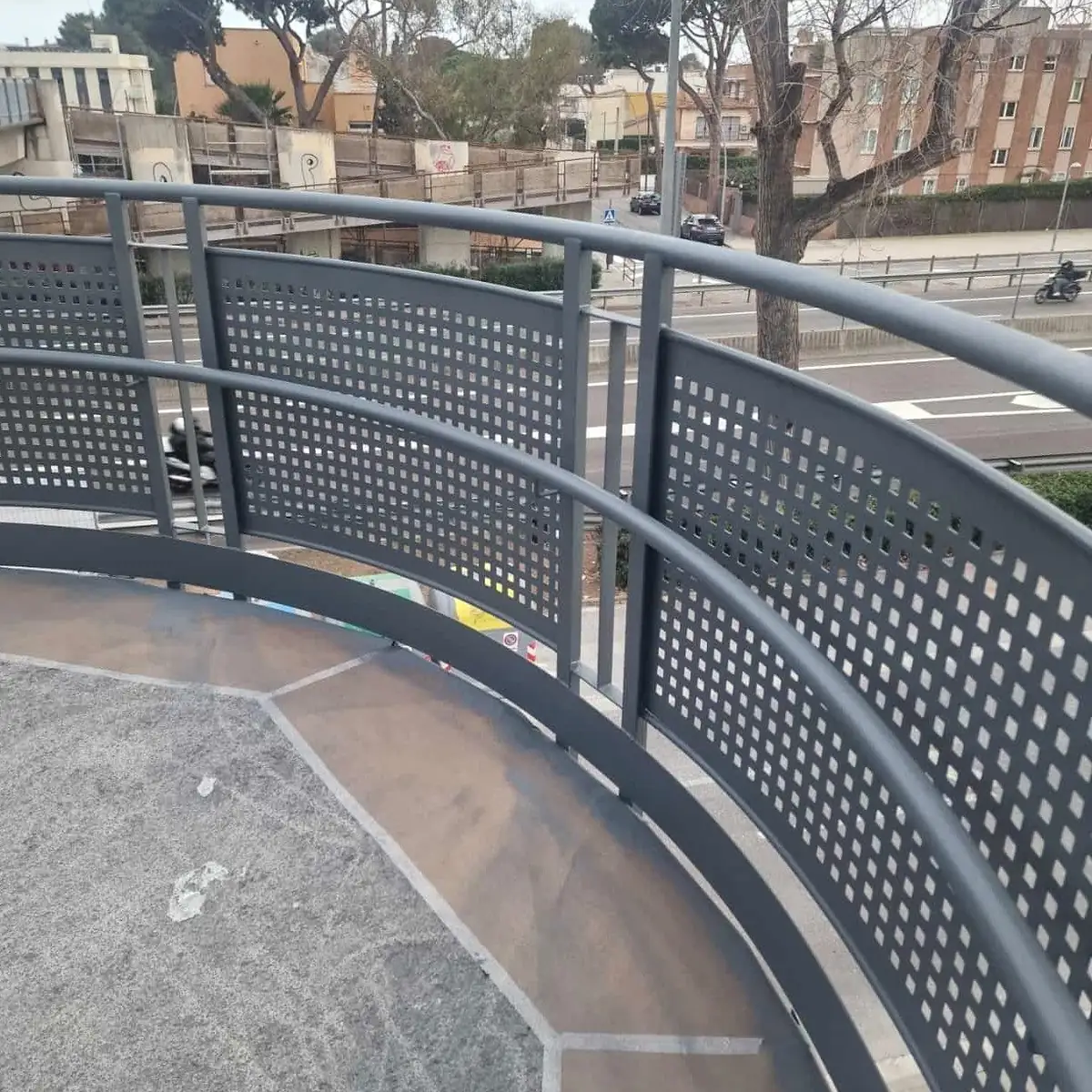 Curved bridge railing after coating, Castelldefels