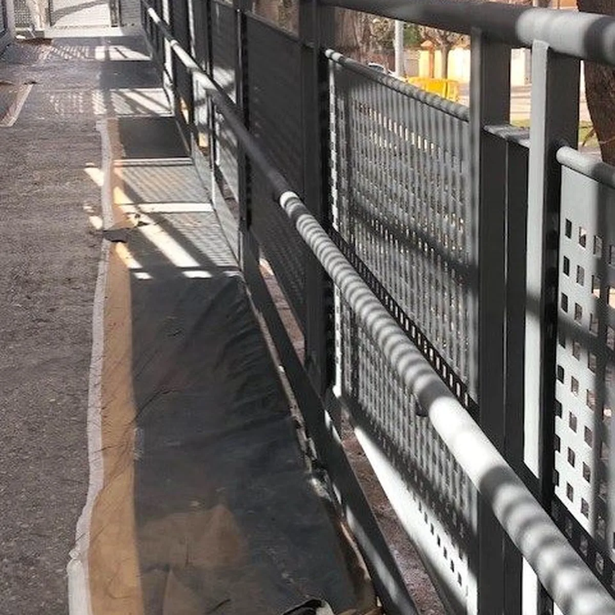 Close view along the coated railing and handrail, Castelldefels