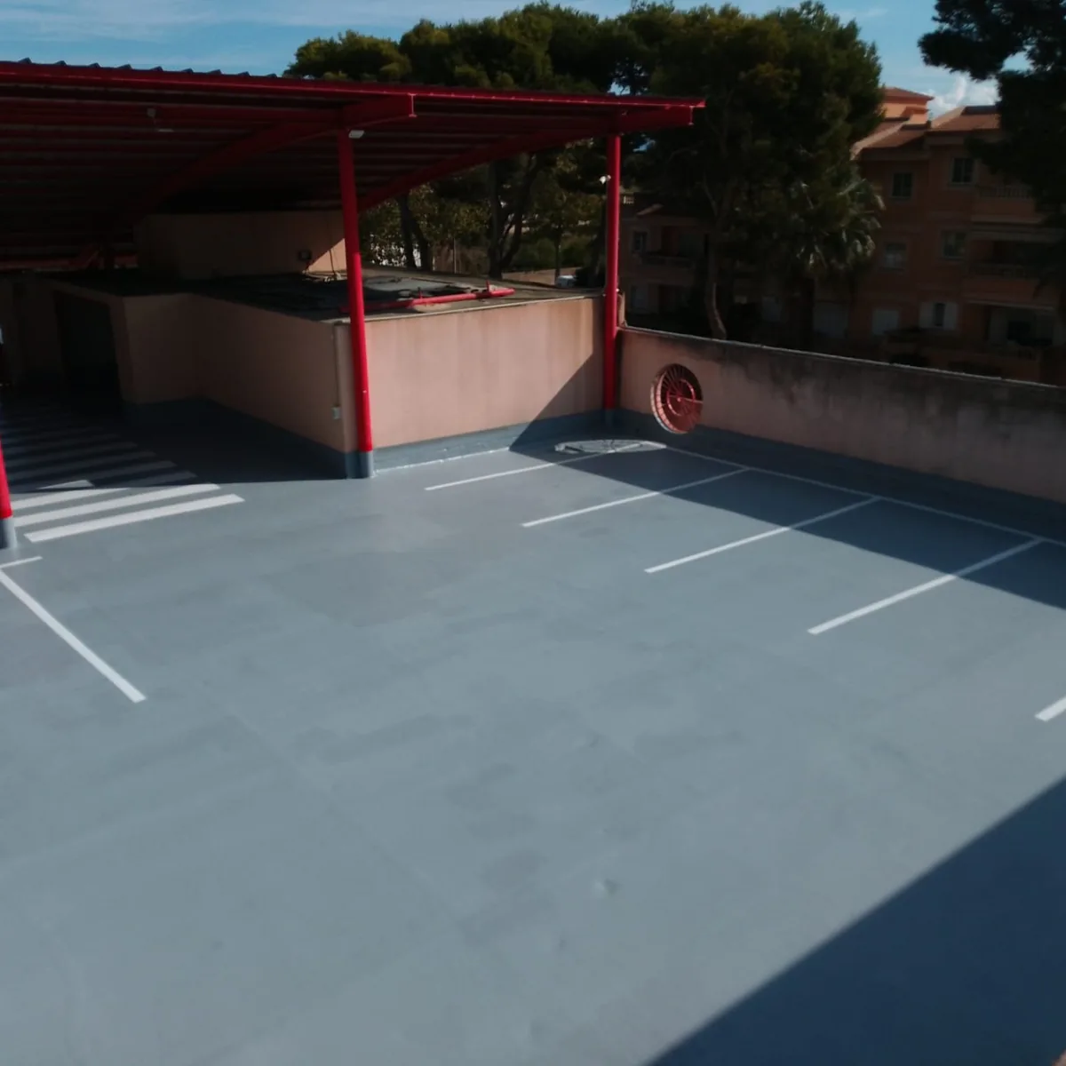 Parking bays marked on the finished roof deck, Mallorca