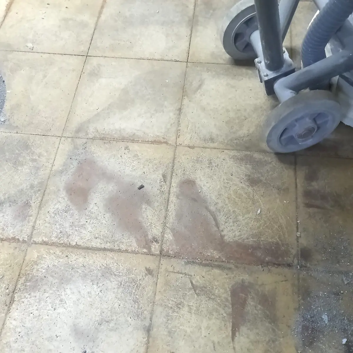 Old tiles with a trolley before works, Ciutadella