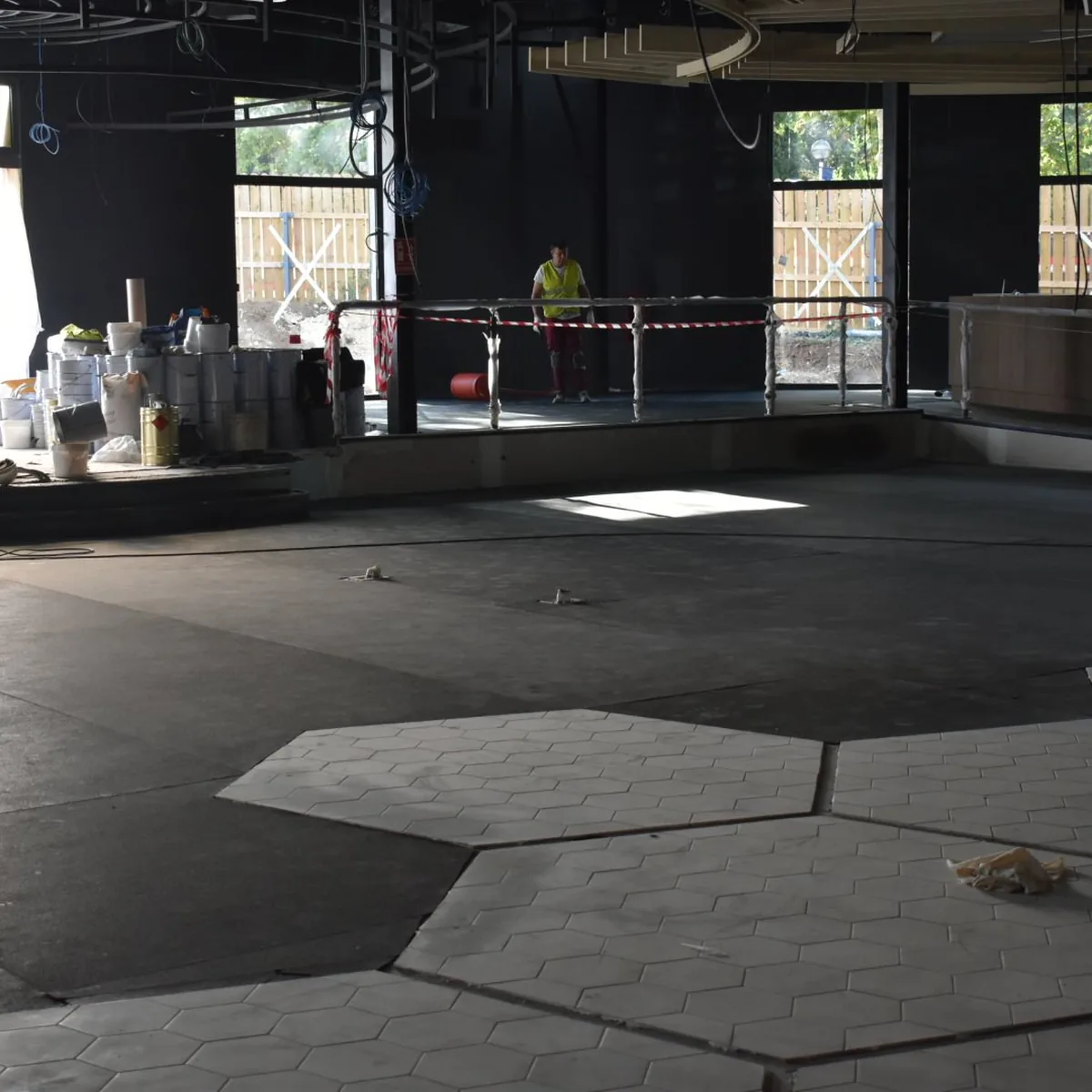 Hexagon panels set into the floor build-up, Salou