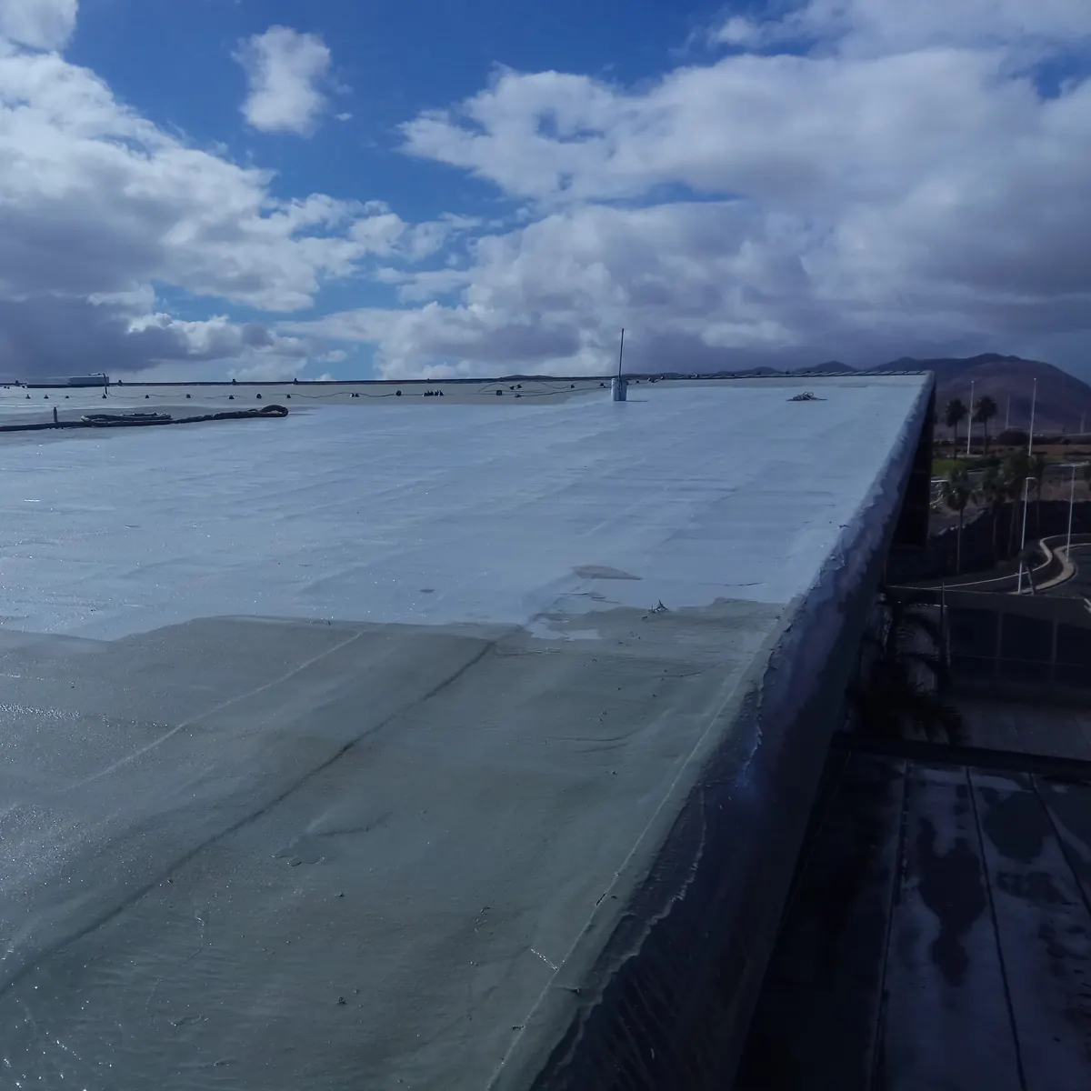 The coat at the outer edge of the Fuerteventura airport roof