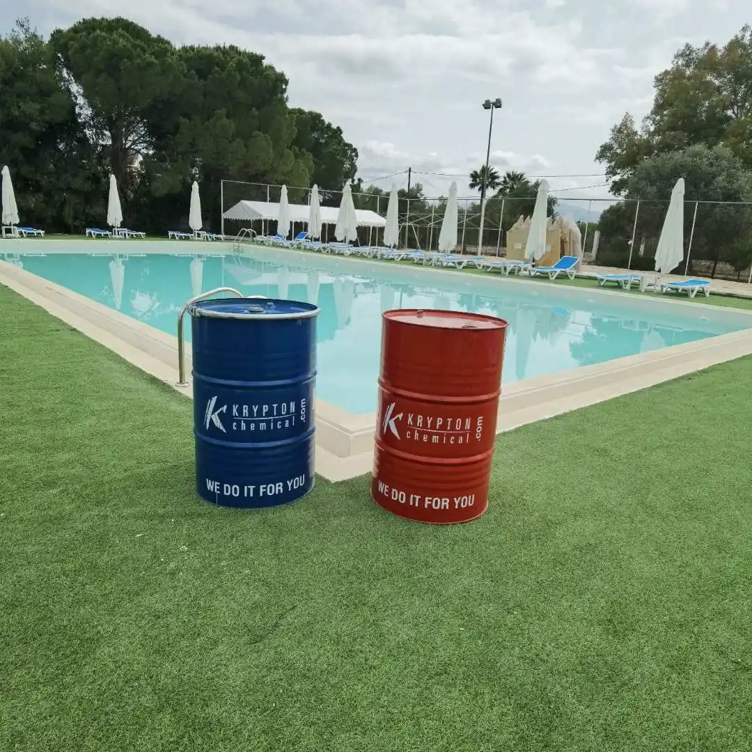 Drums by the leisure pool at the water park Drums by the leisure pool at the water park