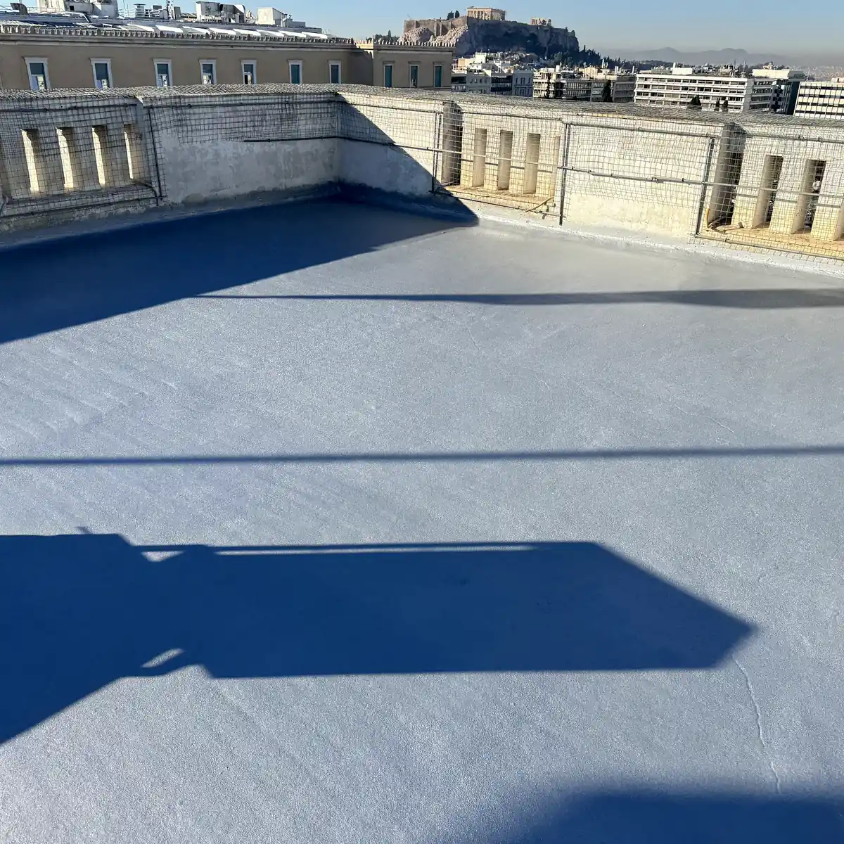 Embassy roof plate with classical parapet, Athens