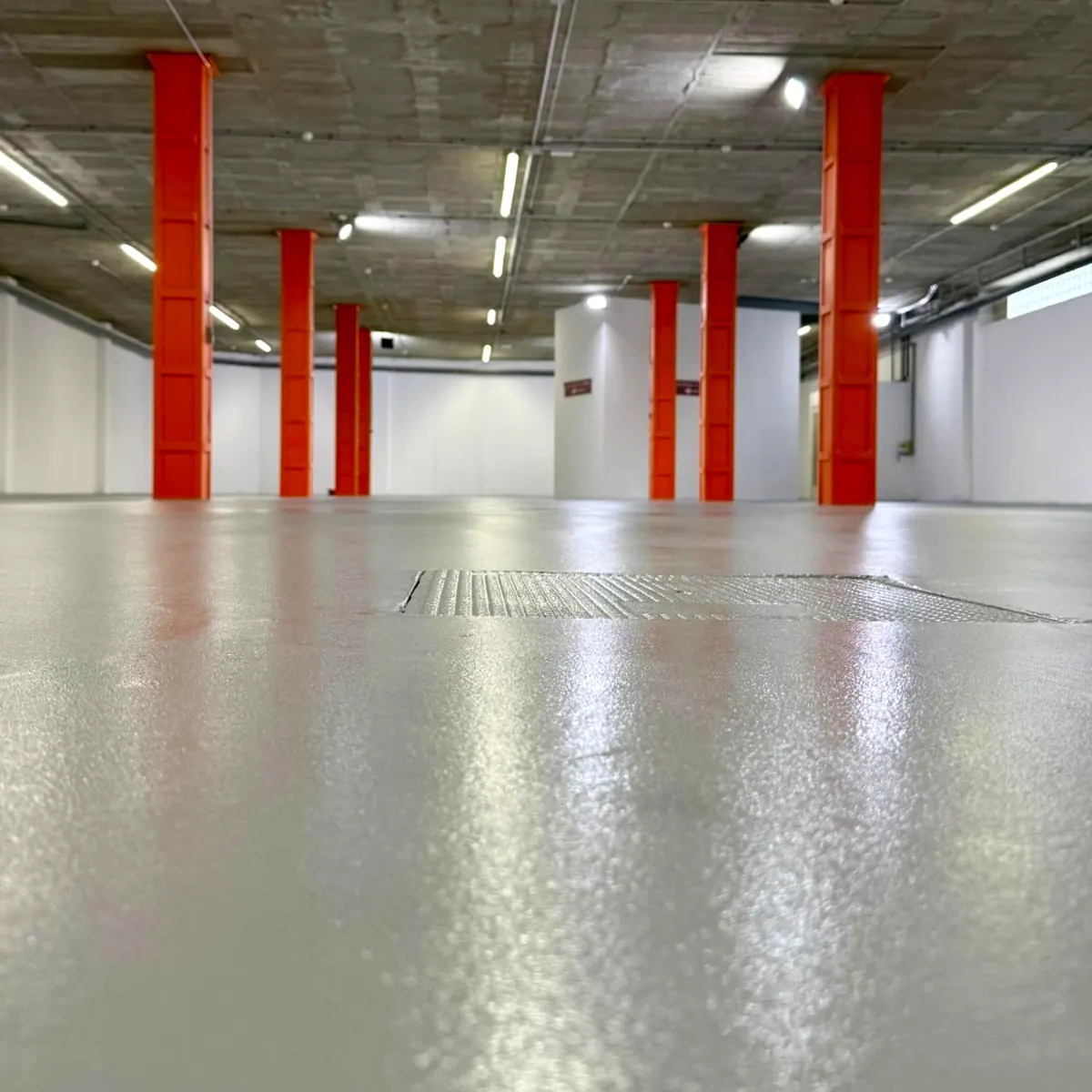 Finished reflective parking floor aisle, Flexicar Palma Finished reflective parking floor aisle, Flexicar Palma