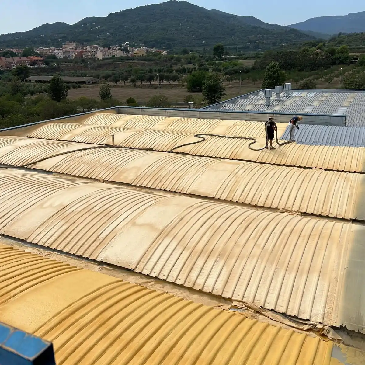 Roof part foamed and part membrane-coated, La Selva del Camp
