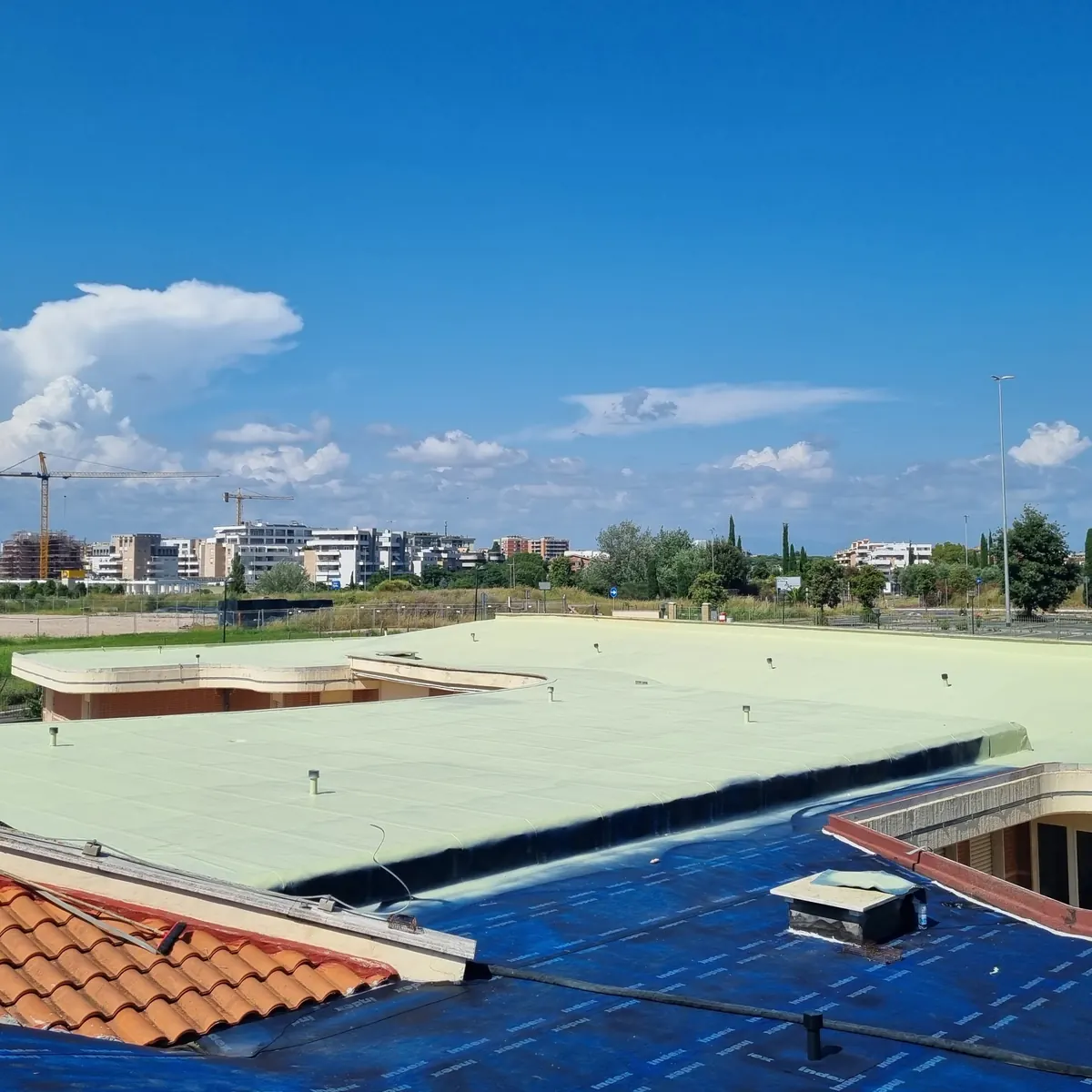 Nursery roof at membrane stage before the light finish