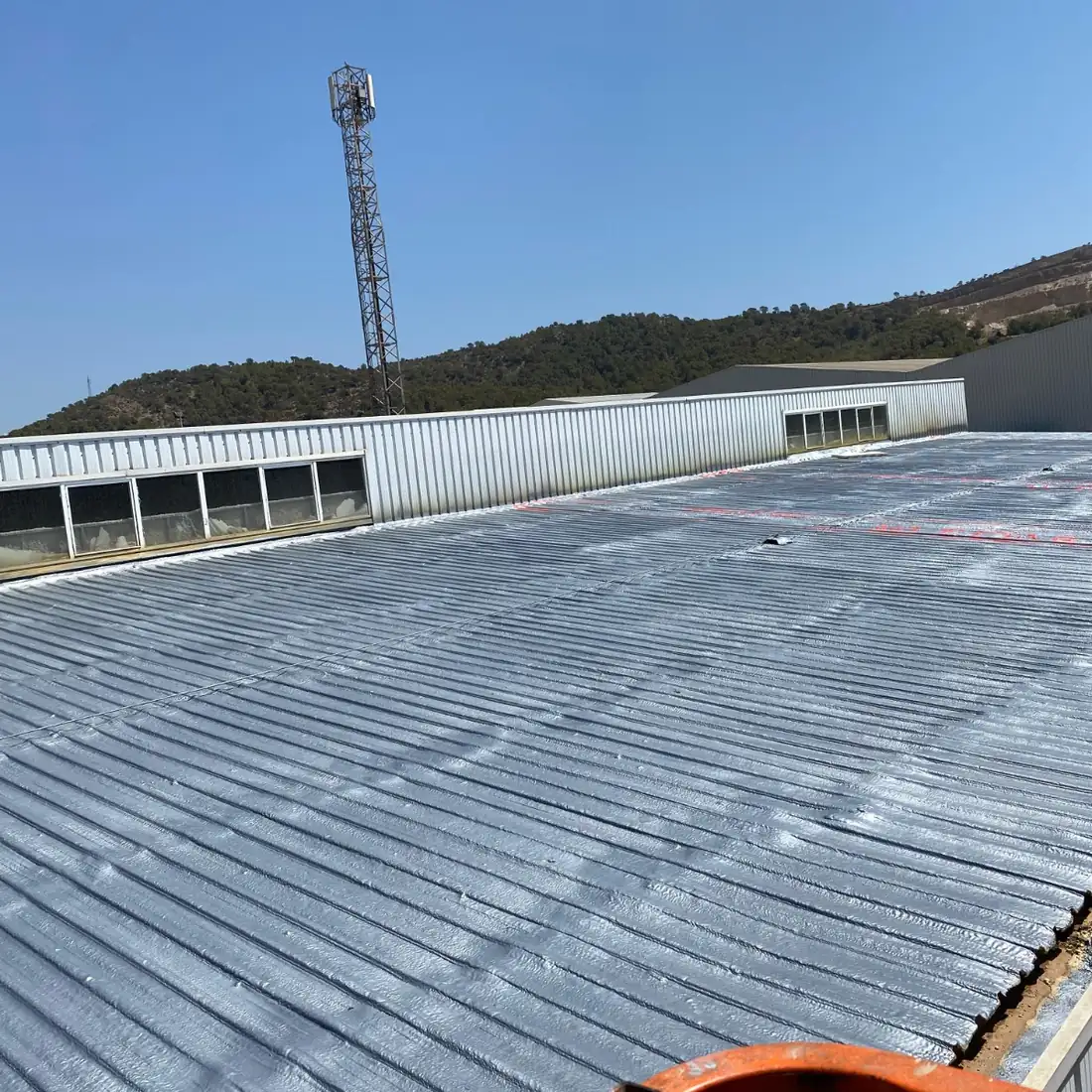 The coated ribs of the metal deck