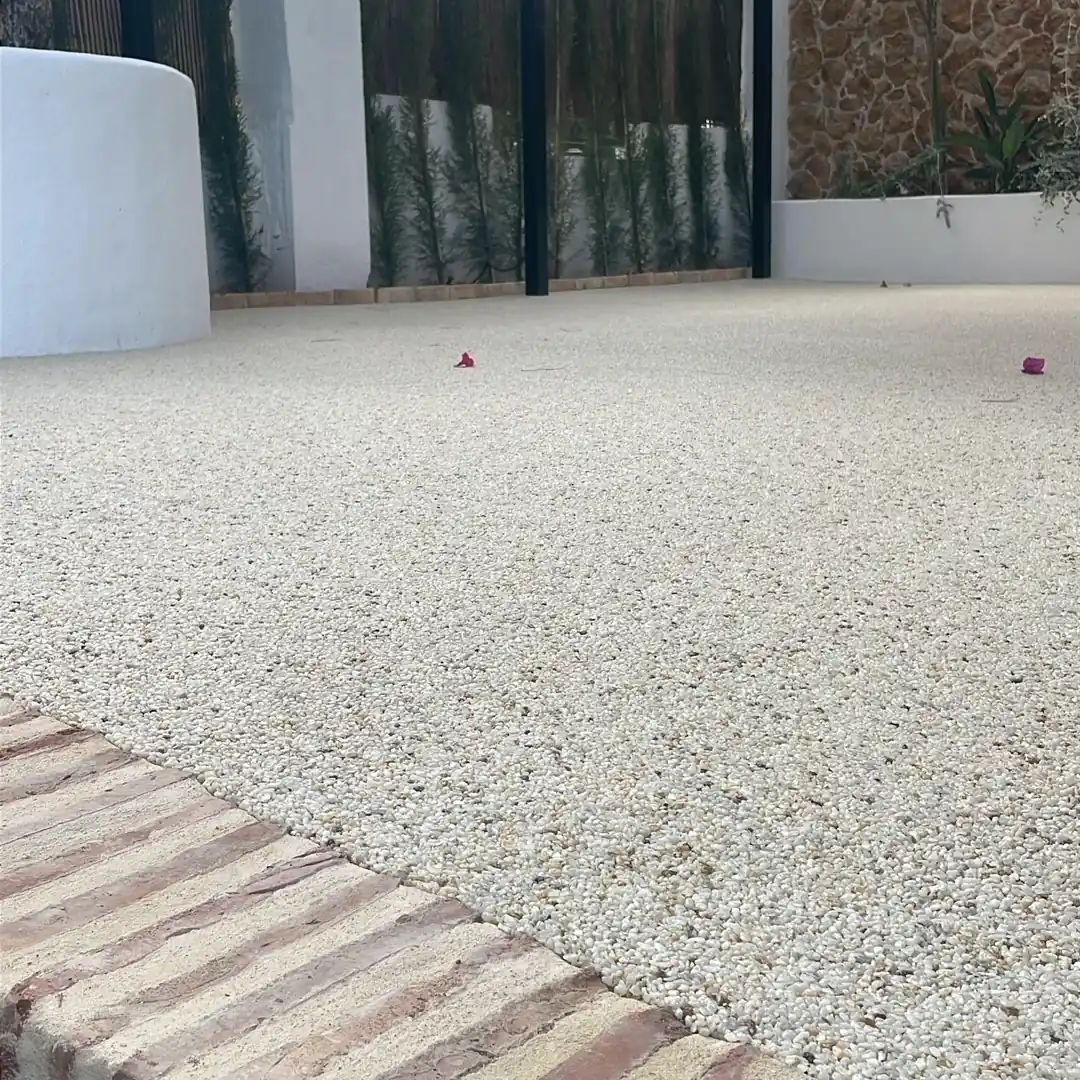 The same paving under a reed pergola The same paving under a reed pergola