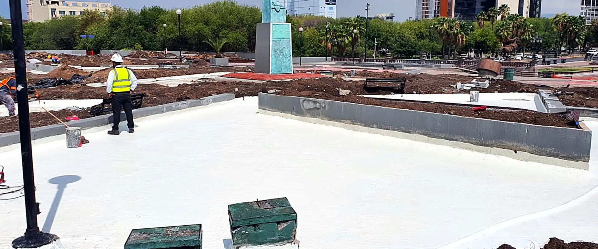 Plaza Planter Waterproofing in Monterrey’s Macroplaza