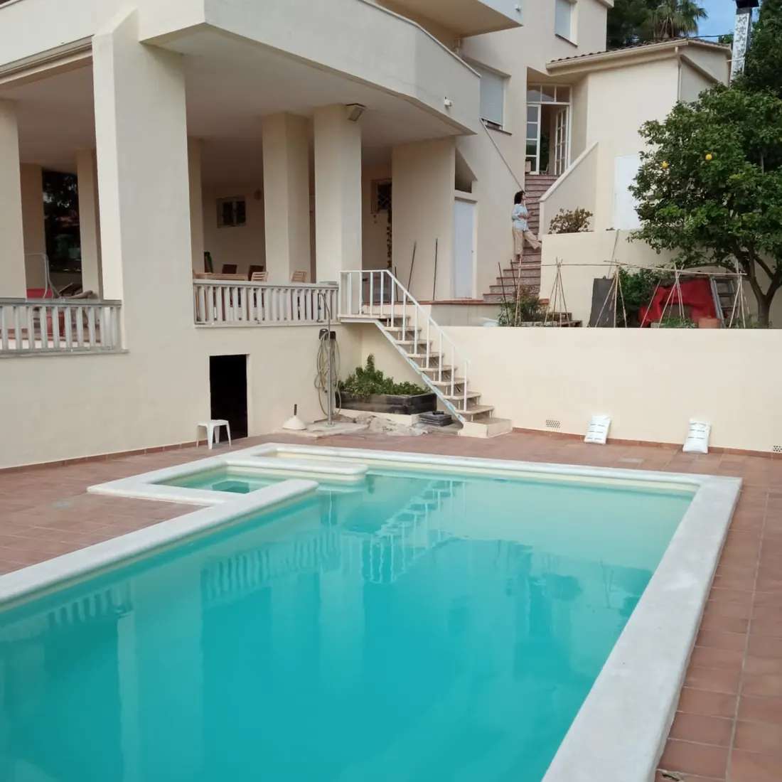 The finished pool in front of the villa at La Mora The finished pool in front of the villa at La Mora