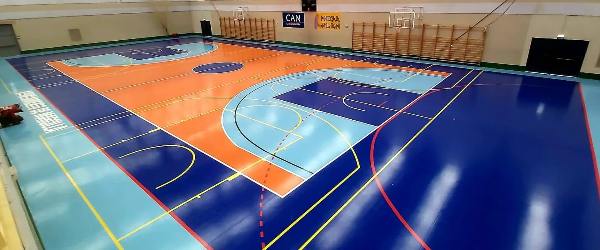 Sports Hall Flooring in Marcilla with Rayston Floor PU 10 Sport